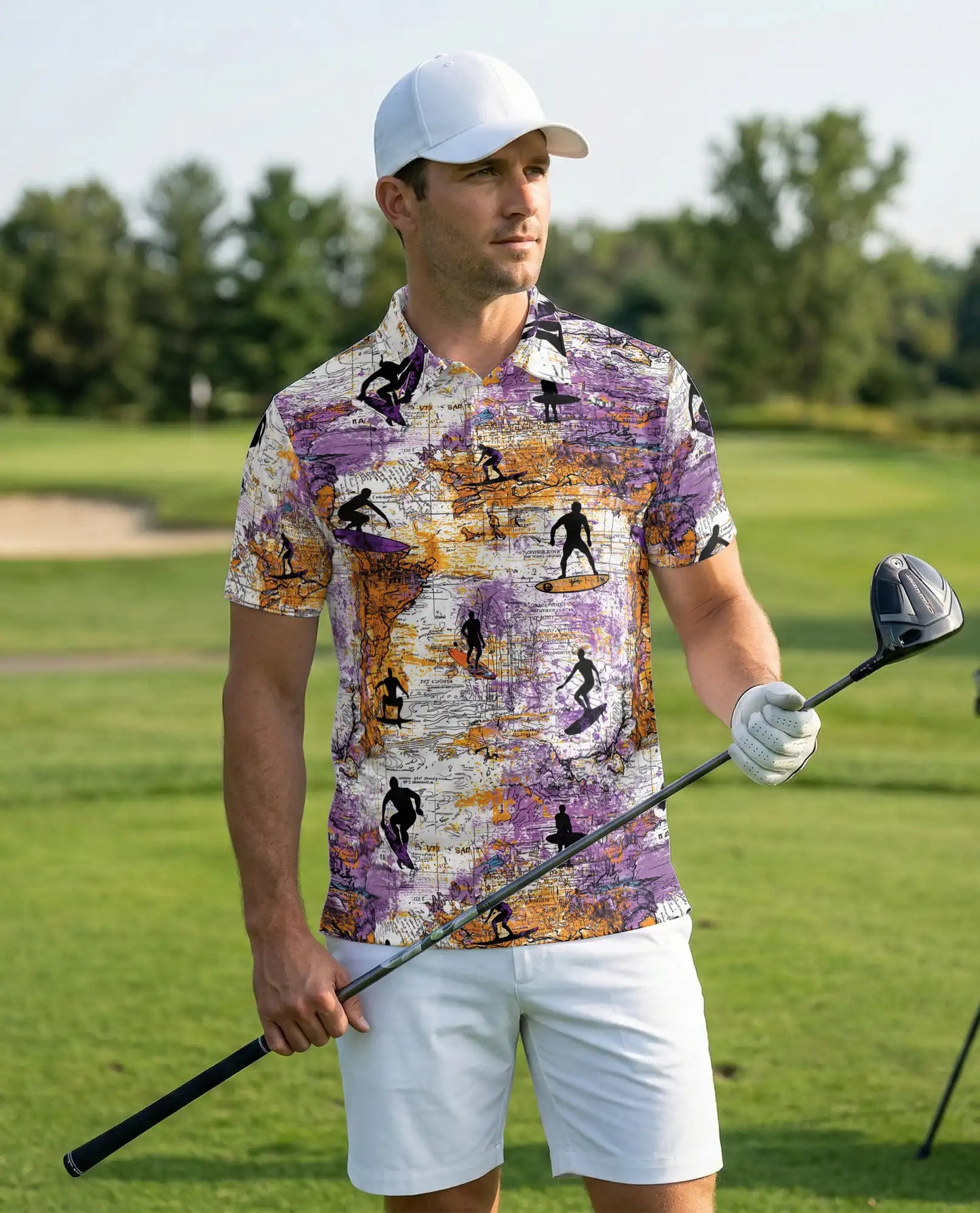 Surfing Map 3D Polo Shirt for Men | Azhawaiian