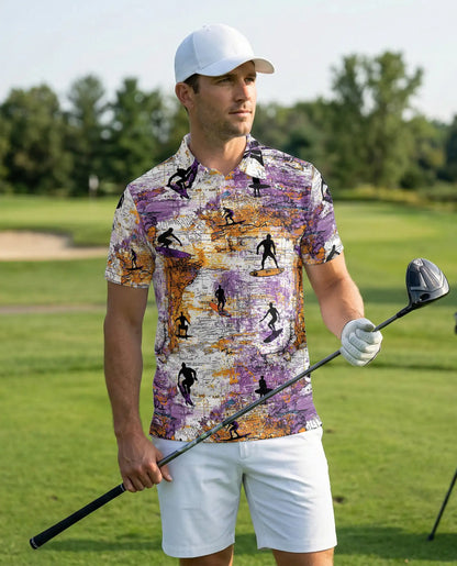 Surfing Map 3D Polo Shirt for Men | Azhawaiian