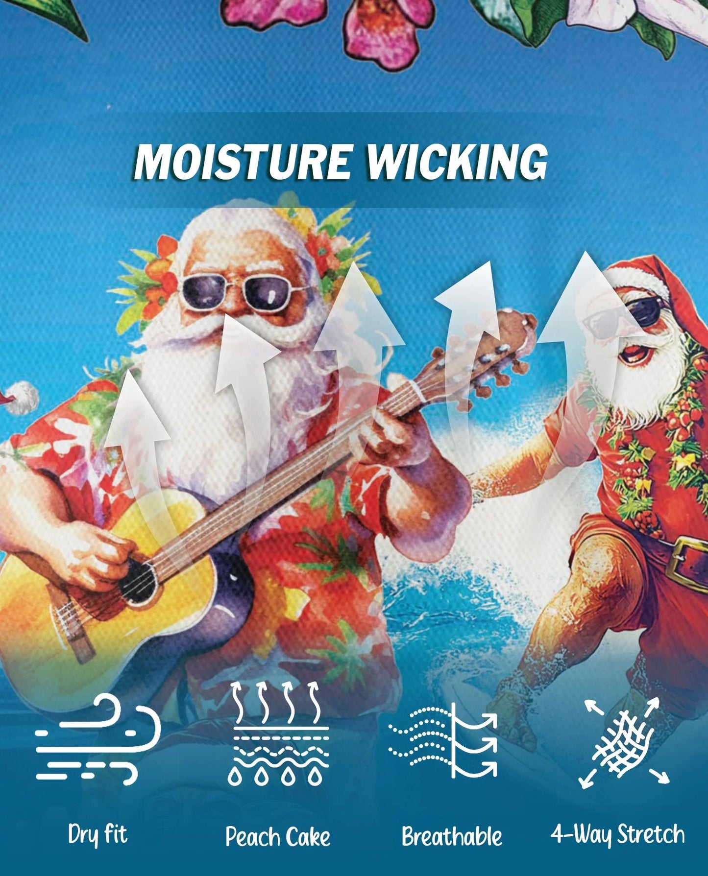 Funny Surfing Santa Polo Shirt for Men, Christmas Beach Style | Azhawaiian
