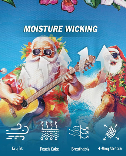 Funny Surfing Santa Polo Shirt for Men, Christmas Beach Style | Azhawaiian