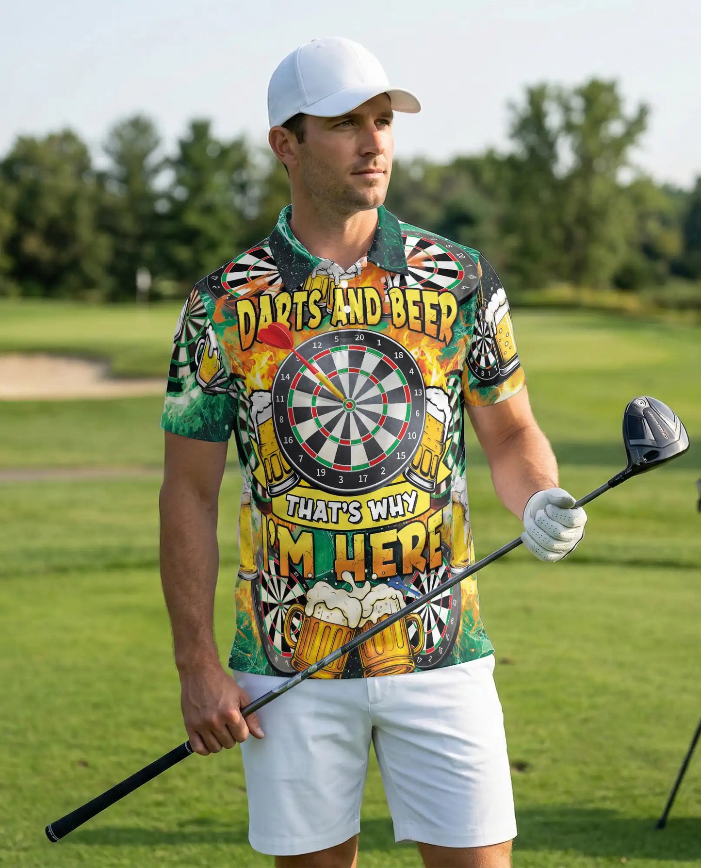 Darts And Beer Polo Shirt for Men-Dart Player Pub Game Beer Lover Shirt | Azhawaiian