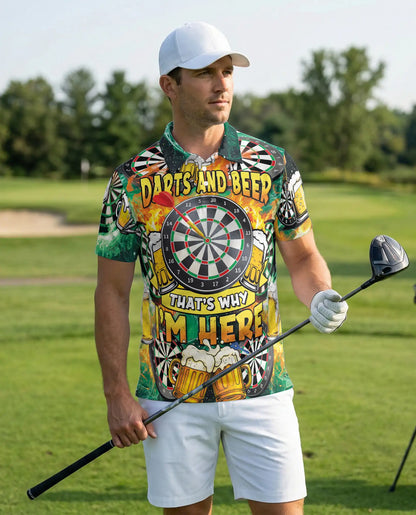 Darts And Beer Polo Shirt for Men-Dart Player Pub Game Beer Lover Shirt | Azhawaiian