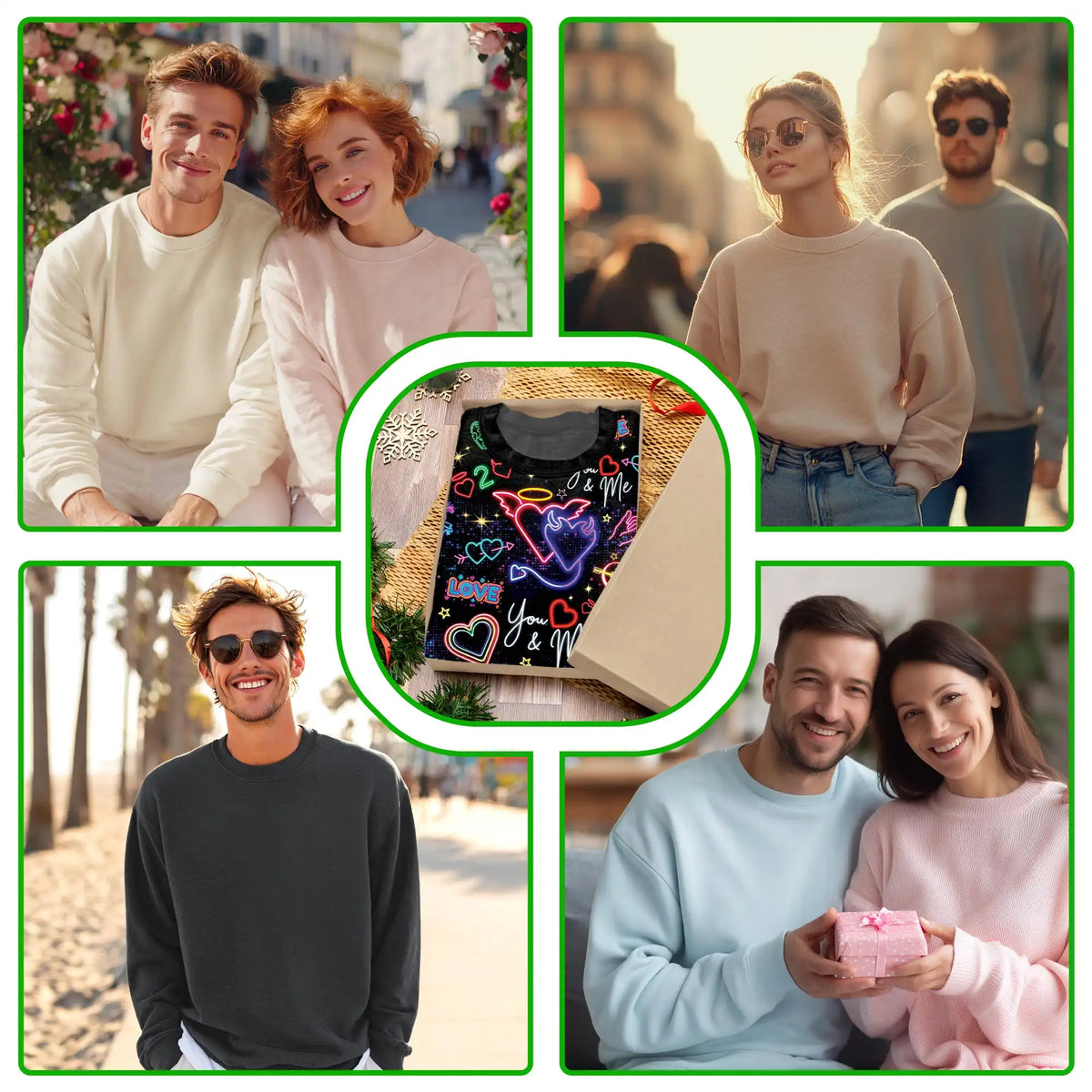 Neon Love Doodle Pattern Sweatshirt – Colorful Graphic 3D All Over Print Design