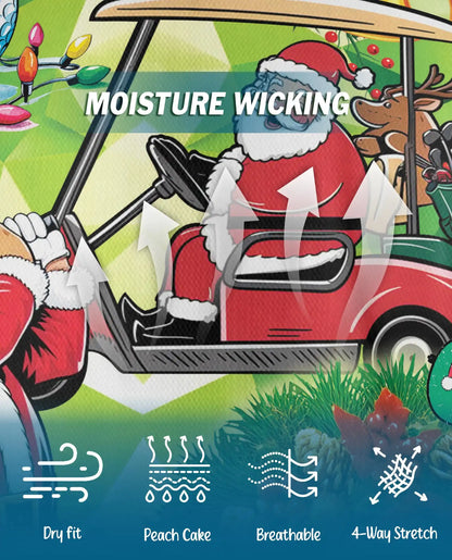 Funny Santa Golf 3D Polo Shirt for Men, Christmas Golfer Holiday Style | Azhawaiian