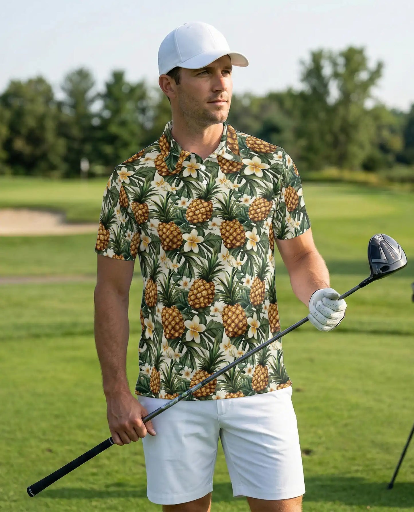 Pineapple Floral Polo Shirt, Tropical Summer Style | Azhawaiian
