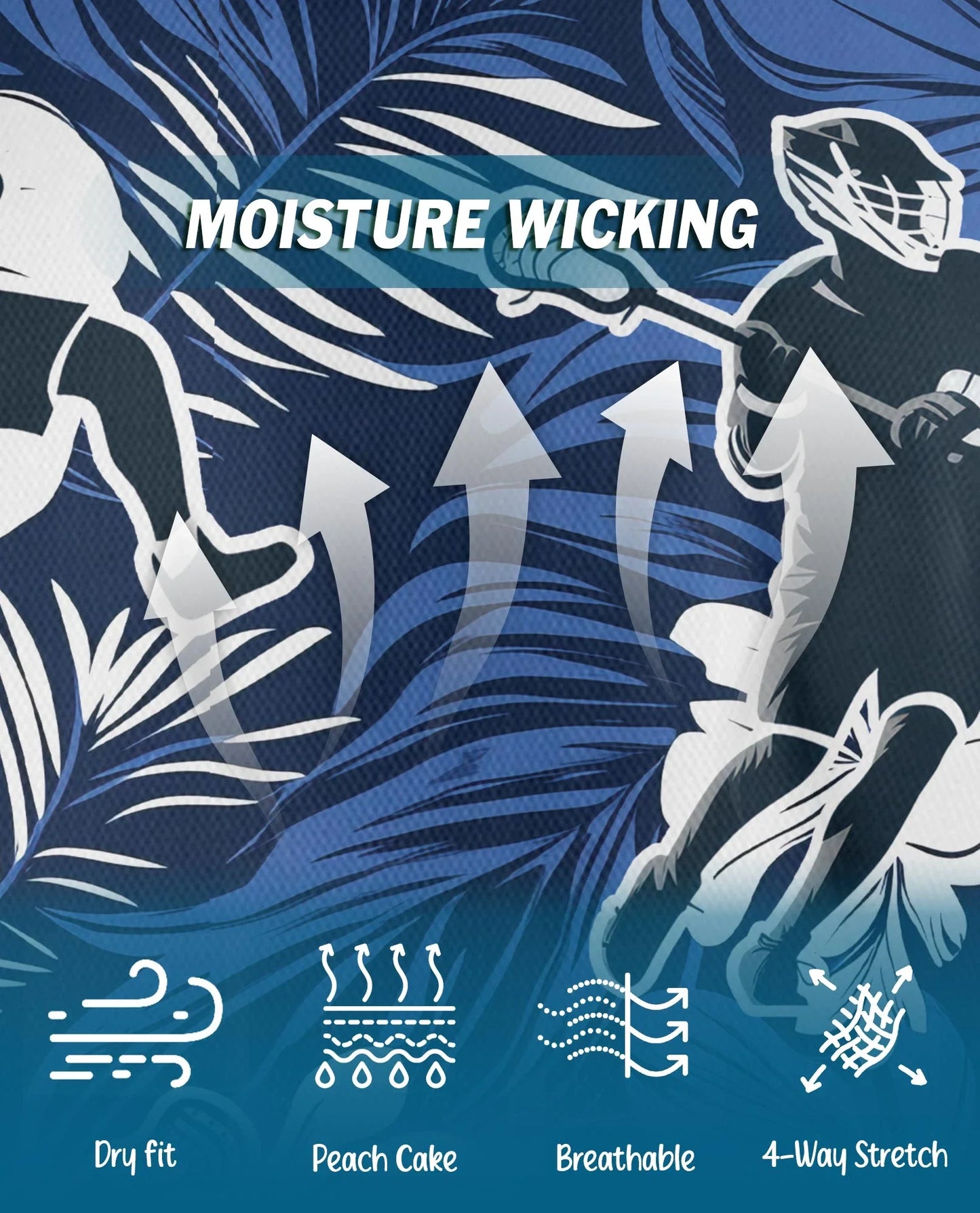 Blue Black Lacrosse Tropical Polo Shirt for Men, Sporty Island Style | Azhawaiian
