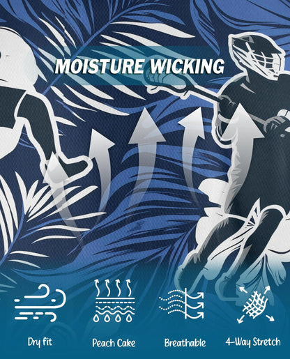 Blue Black Lacrosse Tropical Polo Shirt for Men, Sporty Island Style | Azhawaiian
