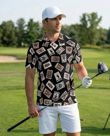 Tarot Card Polo Shirt for Men, Mystical Fortune Design | Azhawaiian