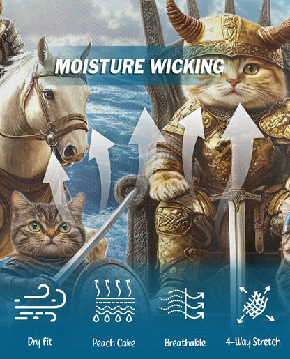 Viking Cat Polo Shirt - Warrior Cats Norse Adventure Fantasy Design | Azhawaiian