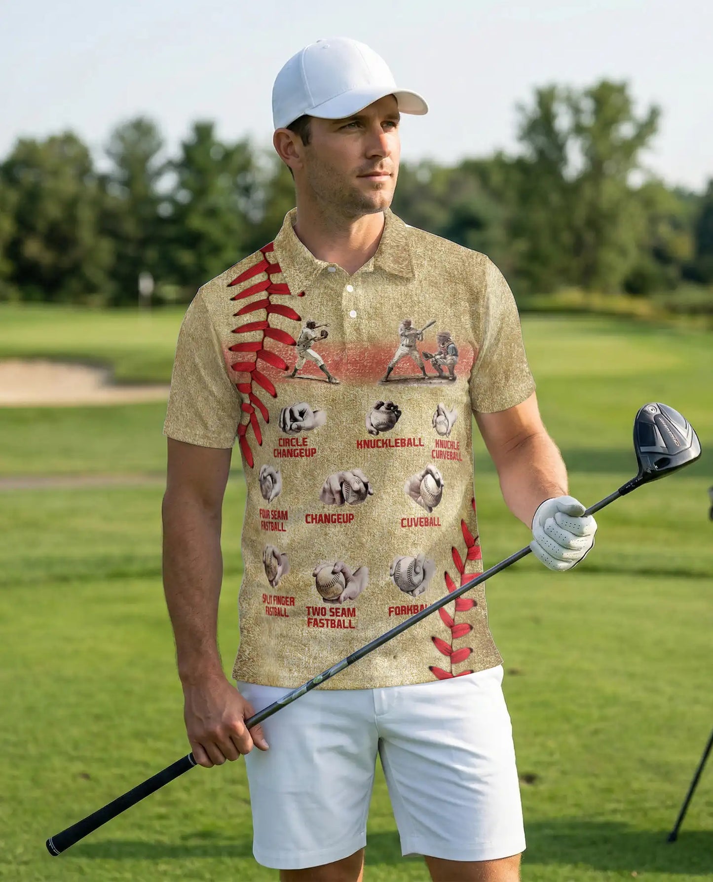 Baseball Pitch Types Polo Shirt, Vintage Style | Azhawaiian