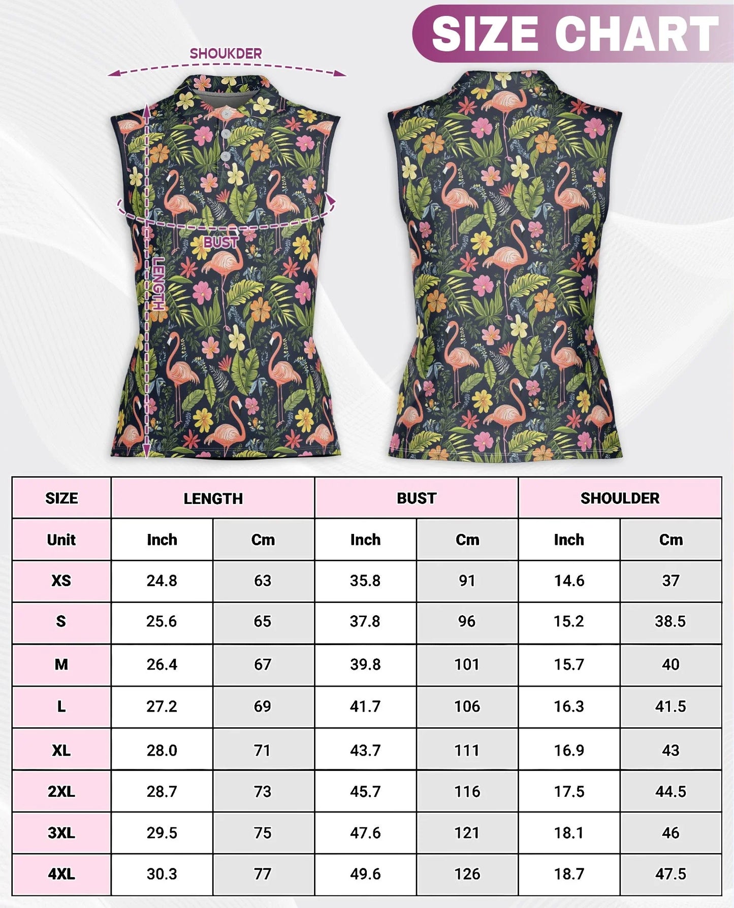 Flamingo Hibiscus Tropical Sleeveless Polo Shirt for Women | Azhawaiian