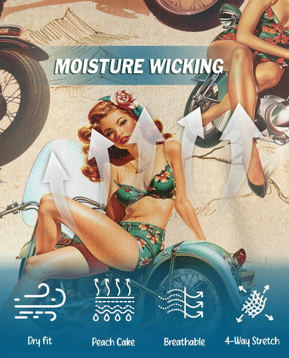 Vintage Pin Up Motorcycle Polo Shirt - Retro Biker Style | Azhawaiian