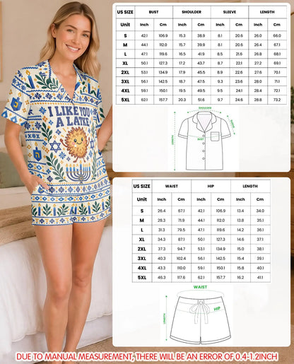 I Like You A Latke Hanukkah Pajama Set for Women – Cute Latke & Fair Isle Print