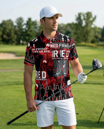 Military Support Patriotic Polo Shirt-Red Friday Inspired Design | Azhawaiian