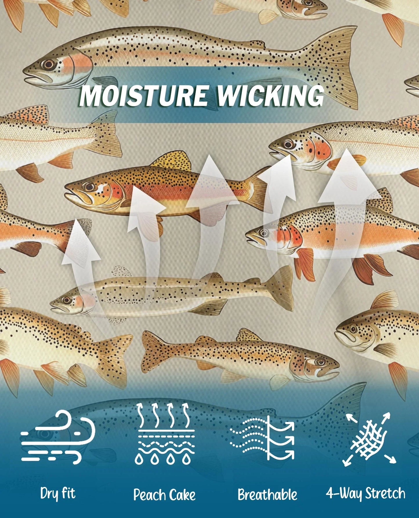 Trout Fishing Pattern Polo Shirt for Men, Outdoor Angler Style | Azhawaiian