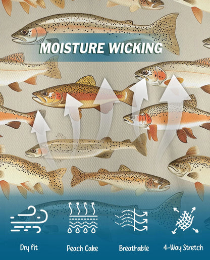 Trout Fishing Pattern Polo Shirt for Men, Outdoor Angler Style | Azhawaiian