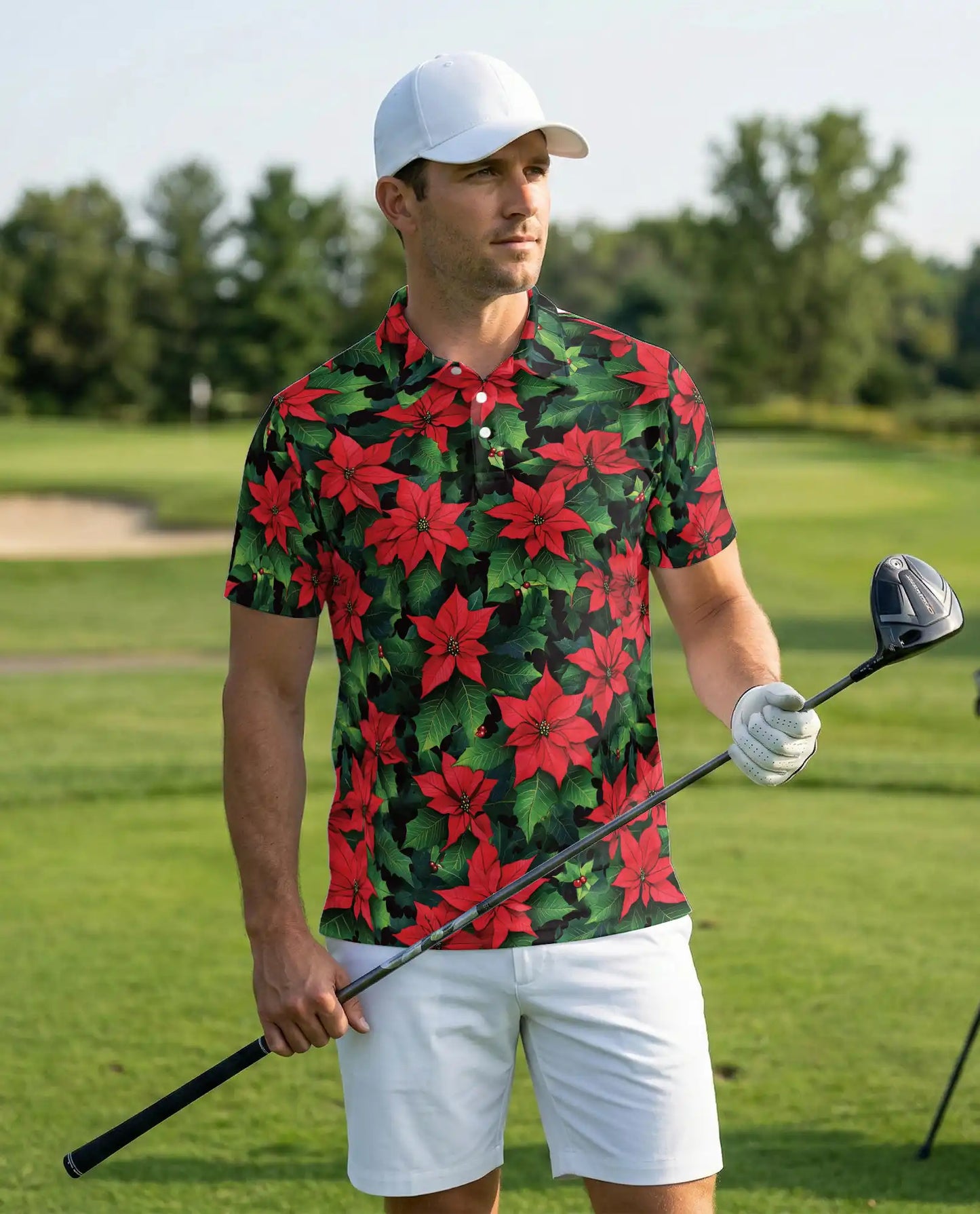 Christmas Poinsettia Polo Shirt | Azhawaiian