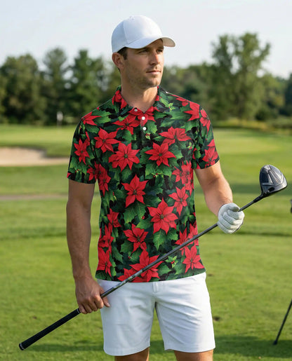 Christmas Poinsettia Polo Shirt | Azhawaiian