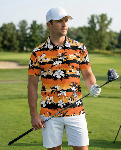 Hawaiian Surf Polo Shirt, Sunset Beach Style | Azhawaiian
