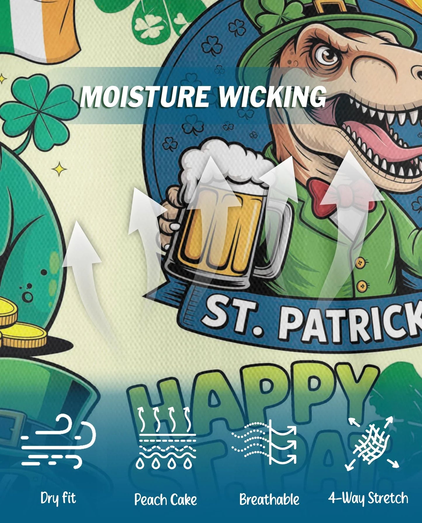 St. Patrick's Day Dinosaur Polo Shirt for Men, Funny Irish Holiday Style | Azhawaiian