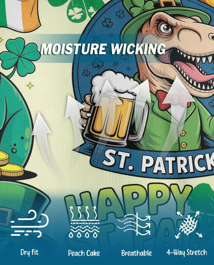 St. Patrick's Day Dinosaur Polo Shirt for Men, Funny Irish Holiday Style | Azhawaiian