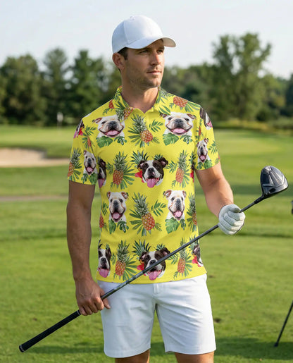 Bulldog Pineapple Hawaiian Polo Shirt | Azhawaiian