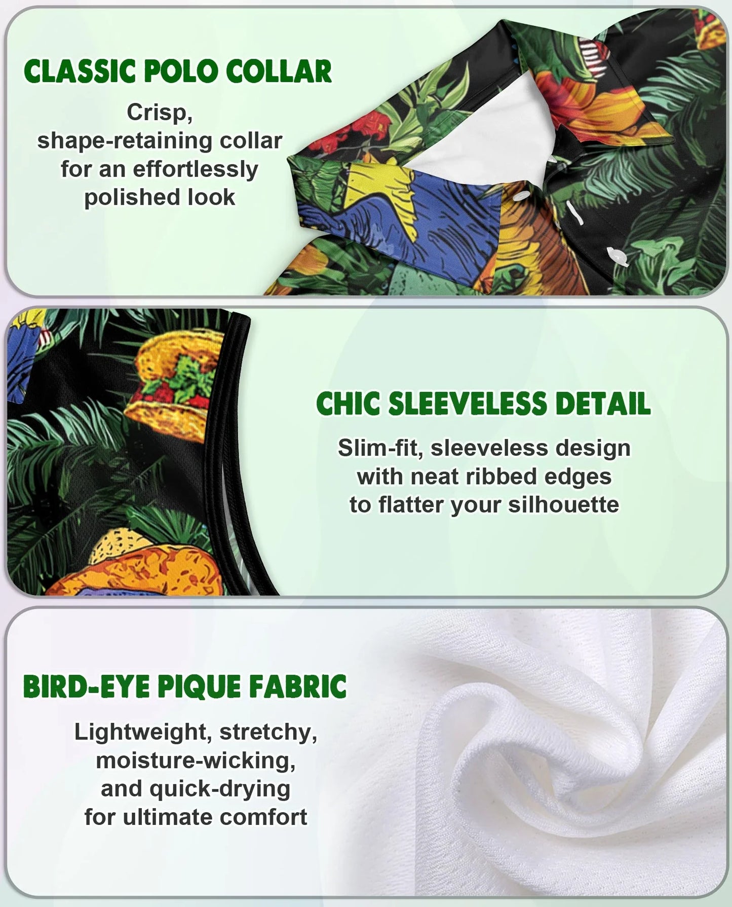 Taco T-Rex Sleeveless Polo Shirt for Women | Azhawaiian