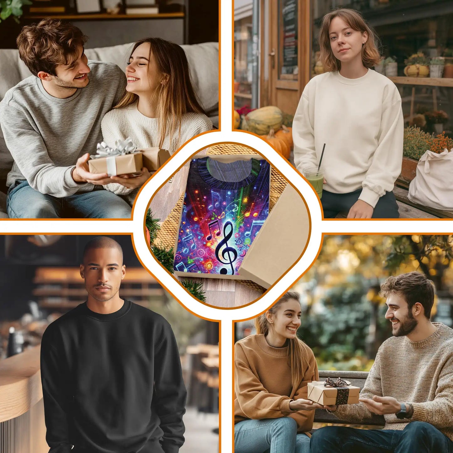 Colorful Music Notes Sweatshirt – Colorful Graphic 3D All Over Print Design
