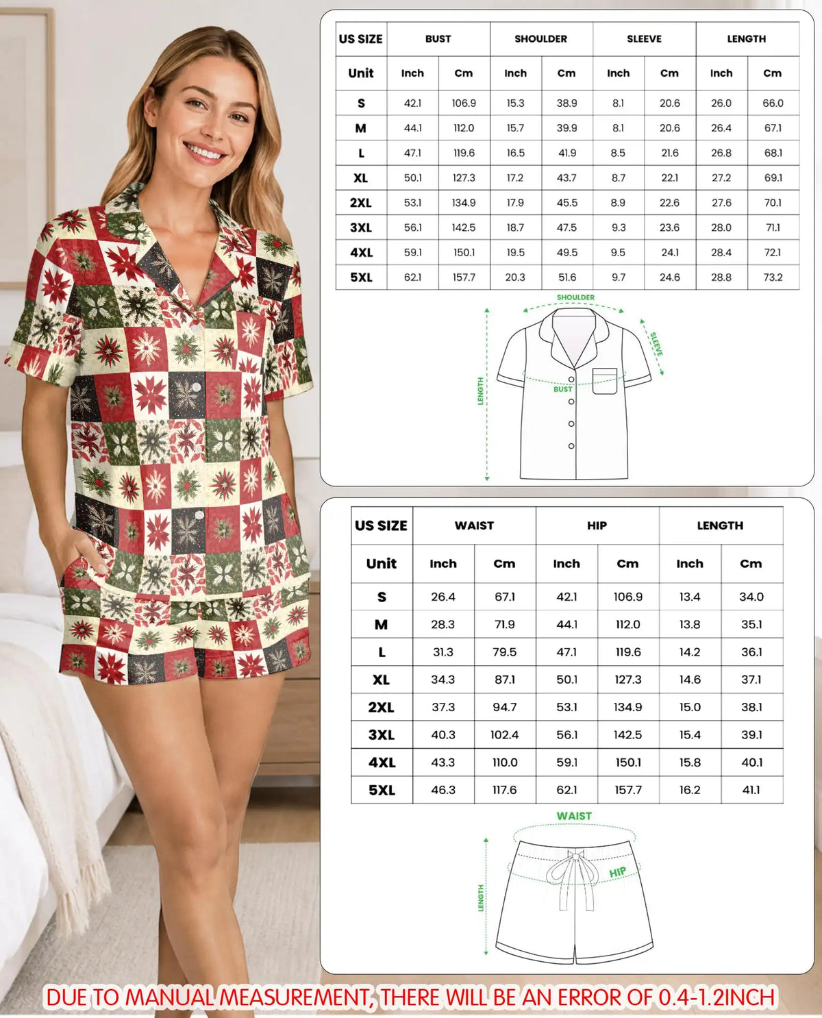 Christmas Patchwork Pajama Set for Women – Vintage Quilt Print