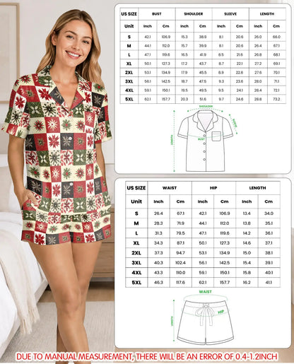 Christmas Patchwork Pajama Set for Women – Vintage Quilt Print