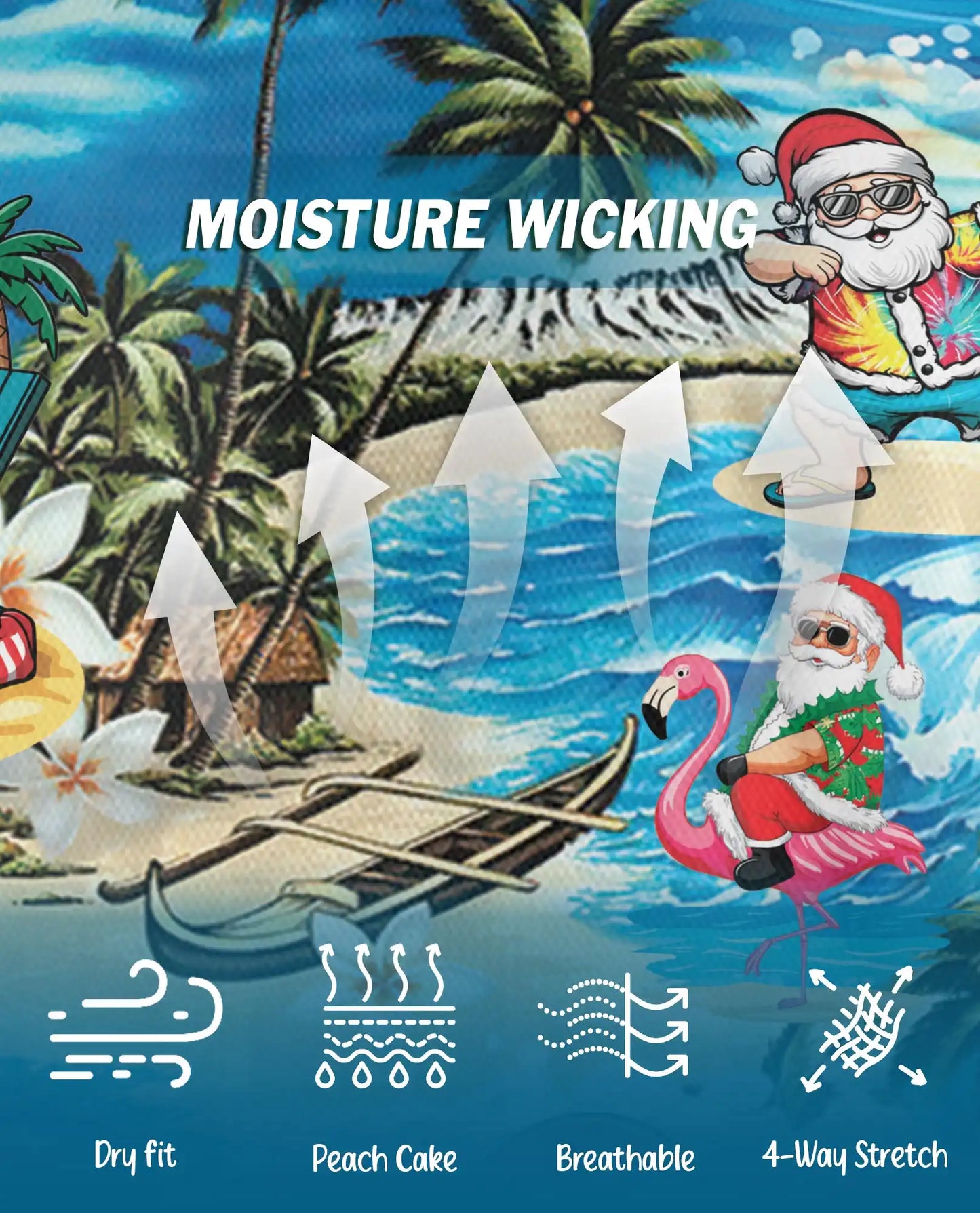 Tropical Santa Beach Christmas Polo Shirt for Men-Surfing Santa Hawaiian | Azhawaiian