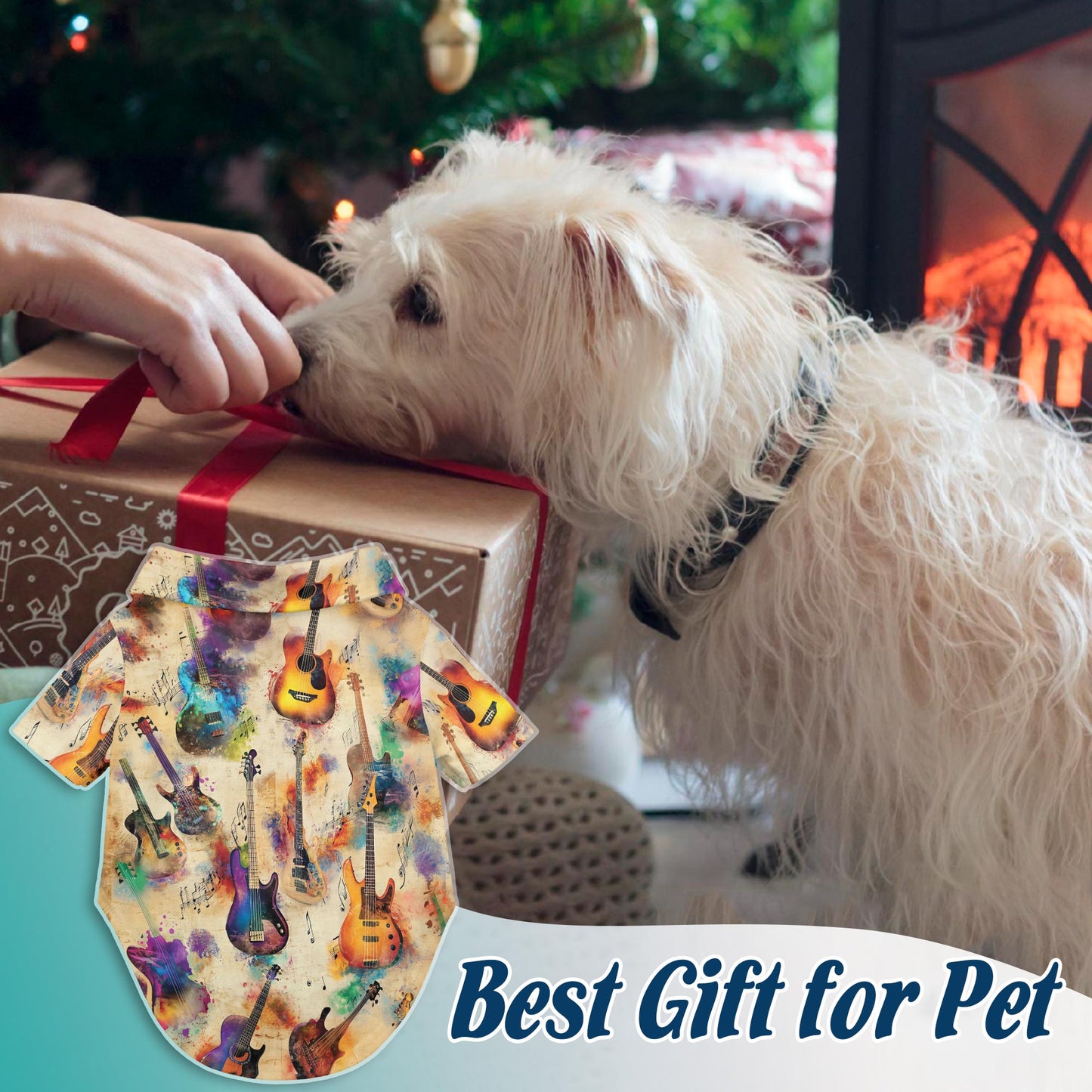 Vintage Guitar Matching Dog Owner Hawaiian Shirts, Funny Pet Aloha Shirt for Beach Vacation - Azhawaiian