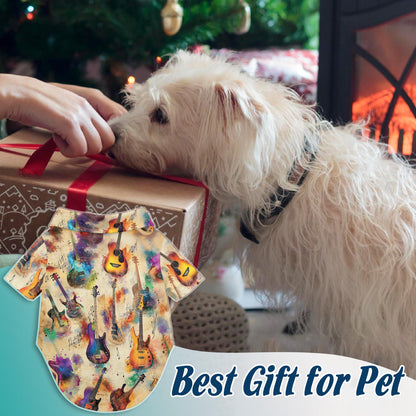 Vintage Guitar Matching Dog Owner Hawaiian Shirts, Funny Pet Aloha Shirt for Beach Vacation - Azhawaiian