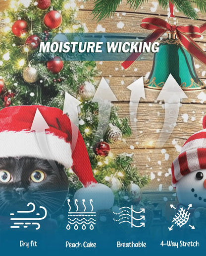 Black Cat Christmas Polo Shirt - Cozy Holiday Winter Style | Azhawaiian