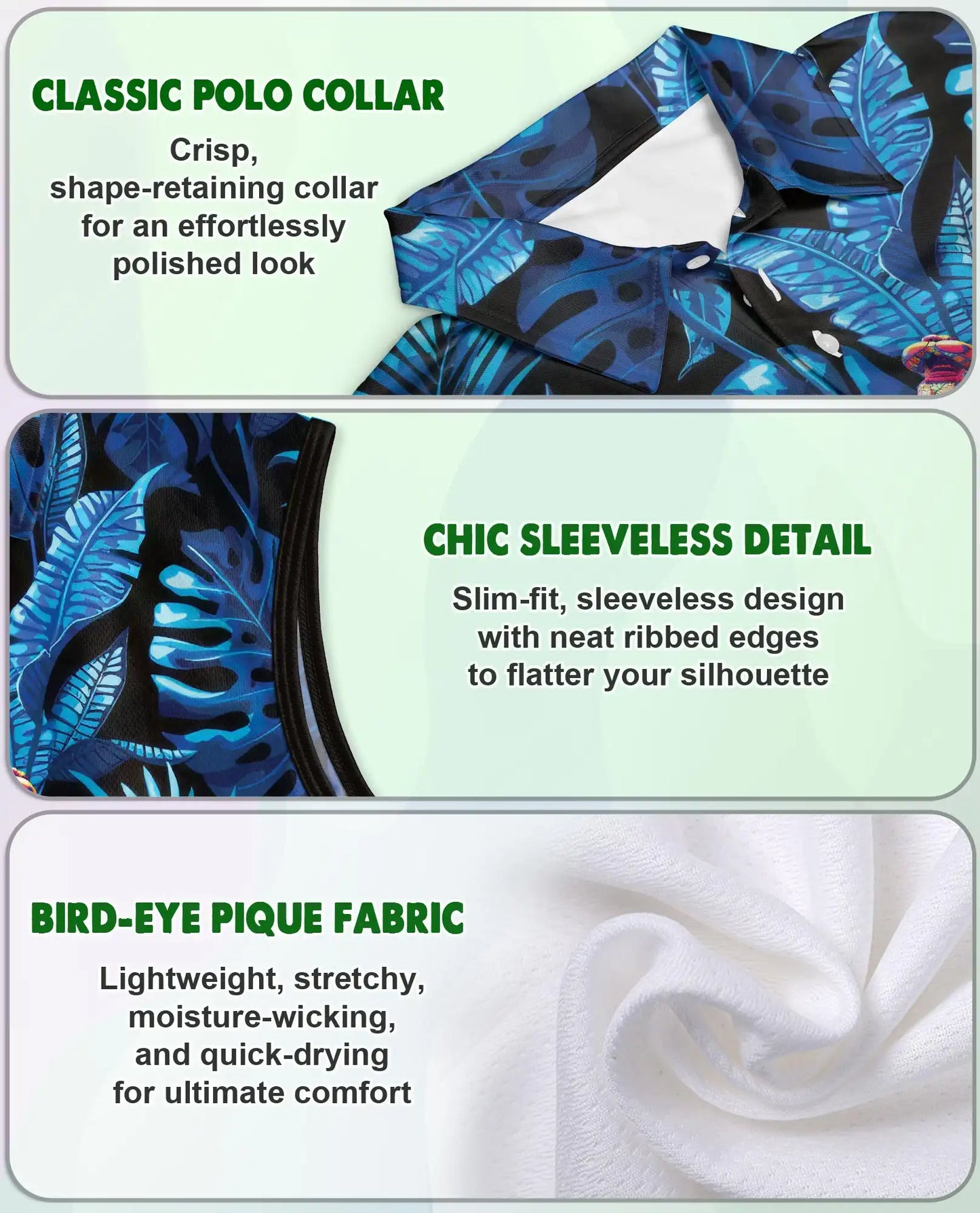 Amazing Dragonfly Blue Tropical Sleeveless Polo Shirt for Women | Azhawaiian