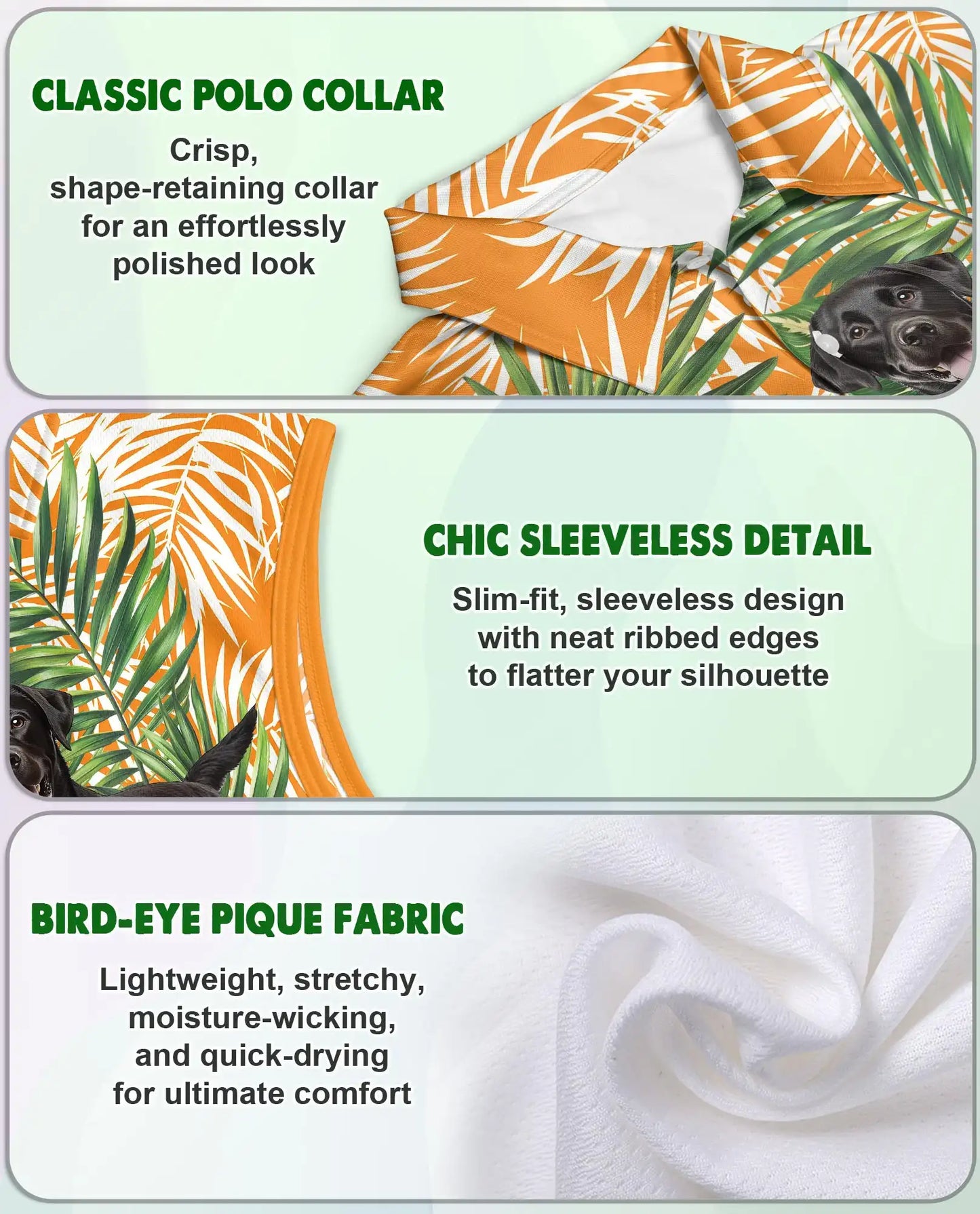Black Labrador Tropical Sleeveless Polo Shirt for Women, Cute Dog Summer Style | Azhawaiian