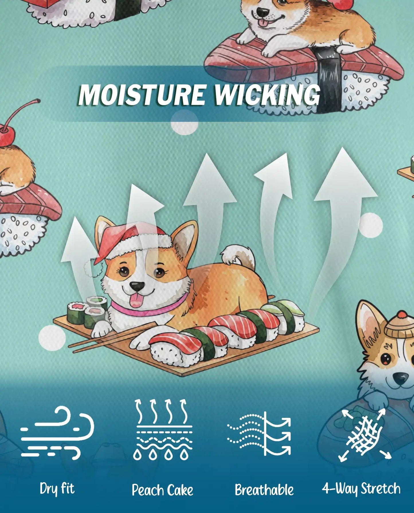 Cute Corgi Sushi Polo Shirt for Men - Funny Japanese Food | Azhawaiian