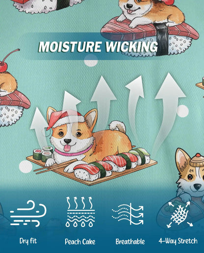 Cute Corgi Sushi Polo Shirt for Men - Funny Japanese Food | Azhawaiian