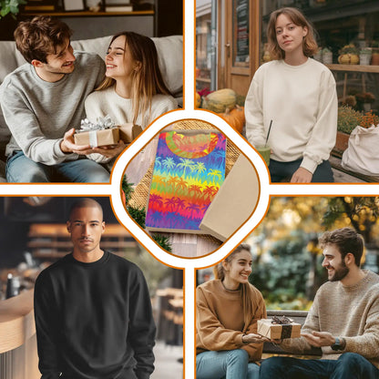 Rainbow Palm Tree Pattern Sweatshirt – Tropical 3D All Over Print Design