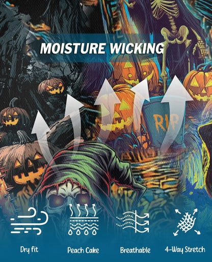 Halloween Monster Polo Shirt for Men, Spooky Pumpkin Style | Azhawaiian