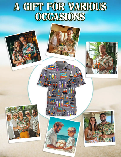 Chemistry Science Lab 3D Hawaiian Shirt for Men, Geek STEM Style | Azhawaiian