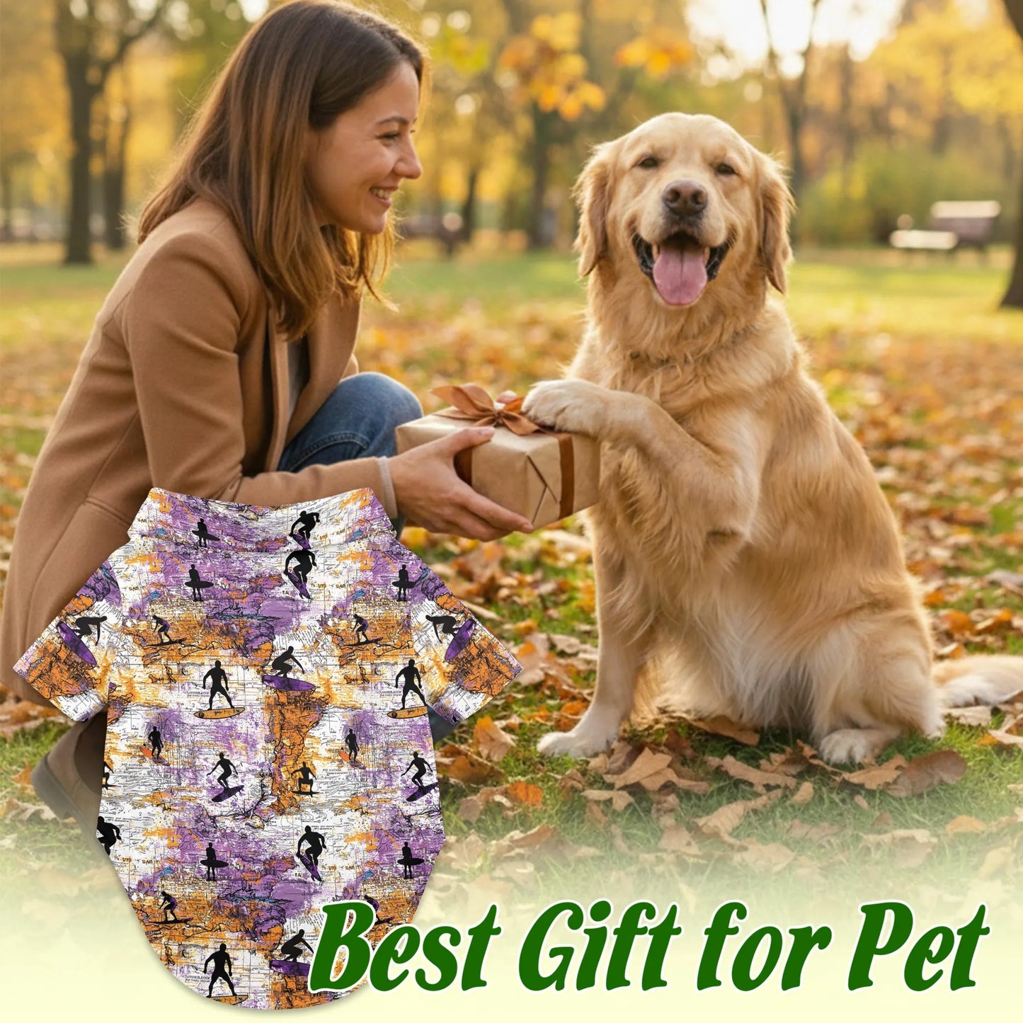 Surfing Summer Print Matching Dog Owner Hawaiian Shirts, Funny Pet Aloha Shirt for Beach Vacation - Azhawaiian