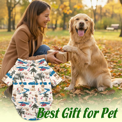 Goldendoodle Tree Beach Print Matching Dog Owner Hawaiian Shirts, Funny Pet Aloha Shirt for Beach Vacation - Azhawaiian