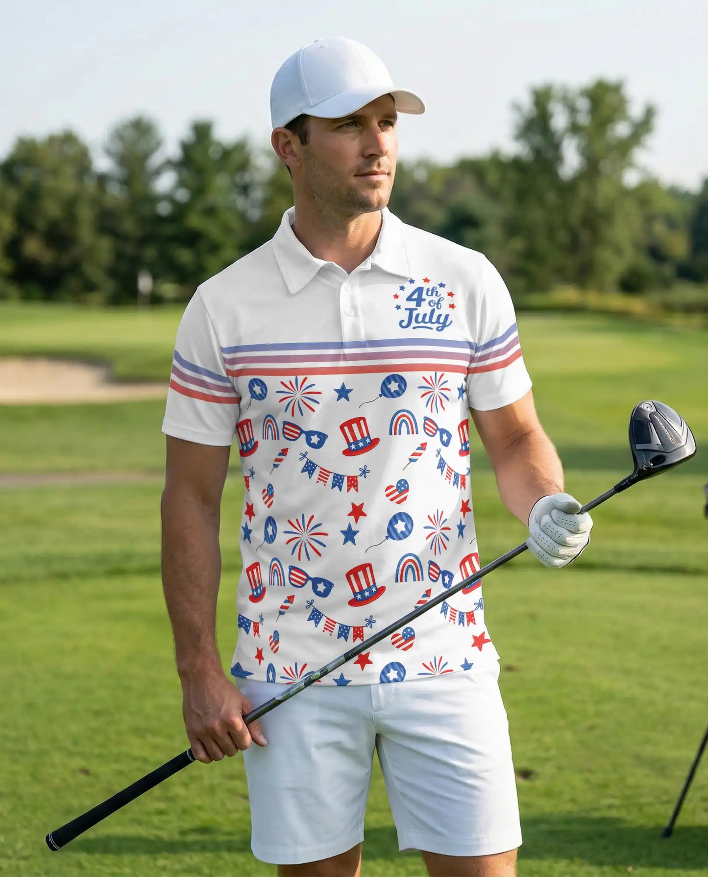 4th Of July Patriotic Celebration Polo Shirt for Men | Azhawaiian