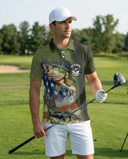 Weekend Hooker Bass Fishing 3D Polo Shirt for Men, Patriotic Angler Style | Azhawaiian