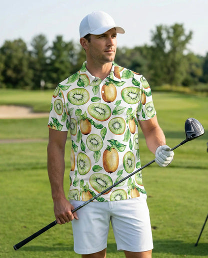 Kiwi Fruit Hawaiian Polo Shirt, Fresh Summer Style | Azhawaiian