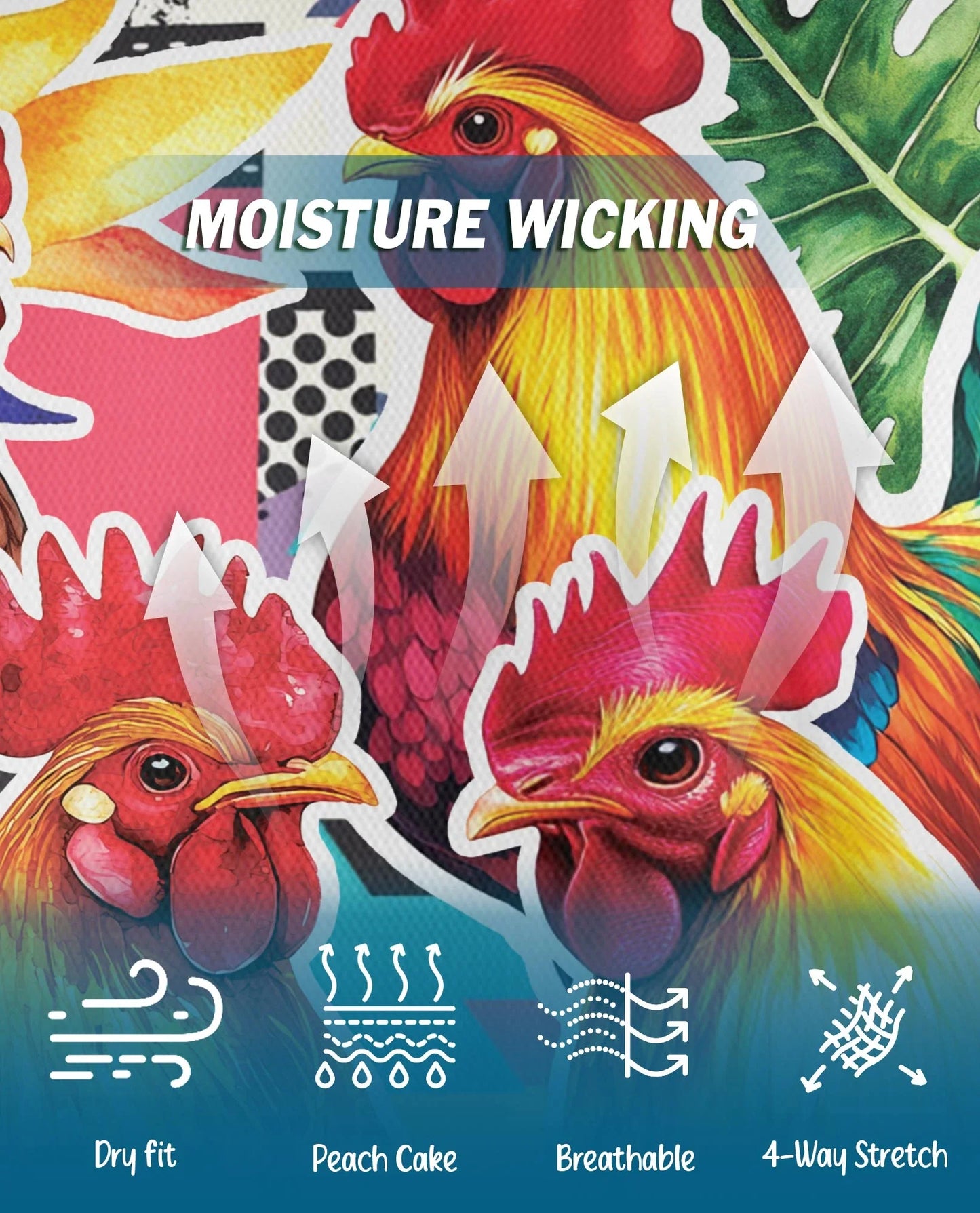 Tropical Rooster Polo Shirt for Men, Colorful Farm Animal Style | Azhawaiian