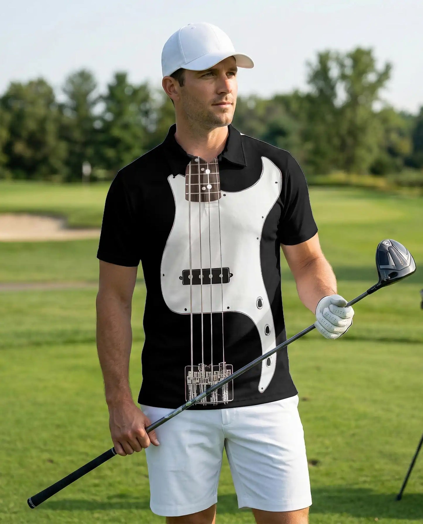 Bass Guitar 3D Polo Shirt for Men, Musician Rock Band Style | Azhawaiian