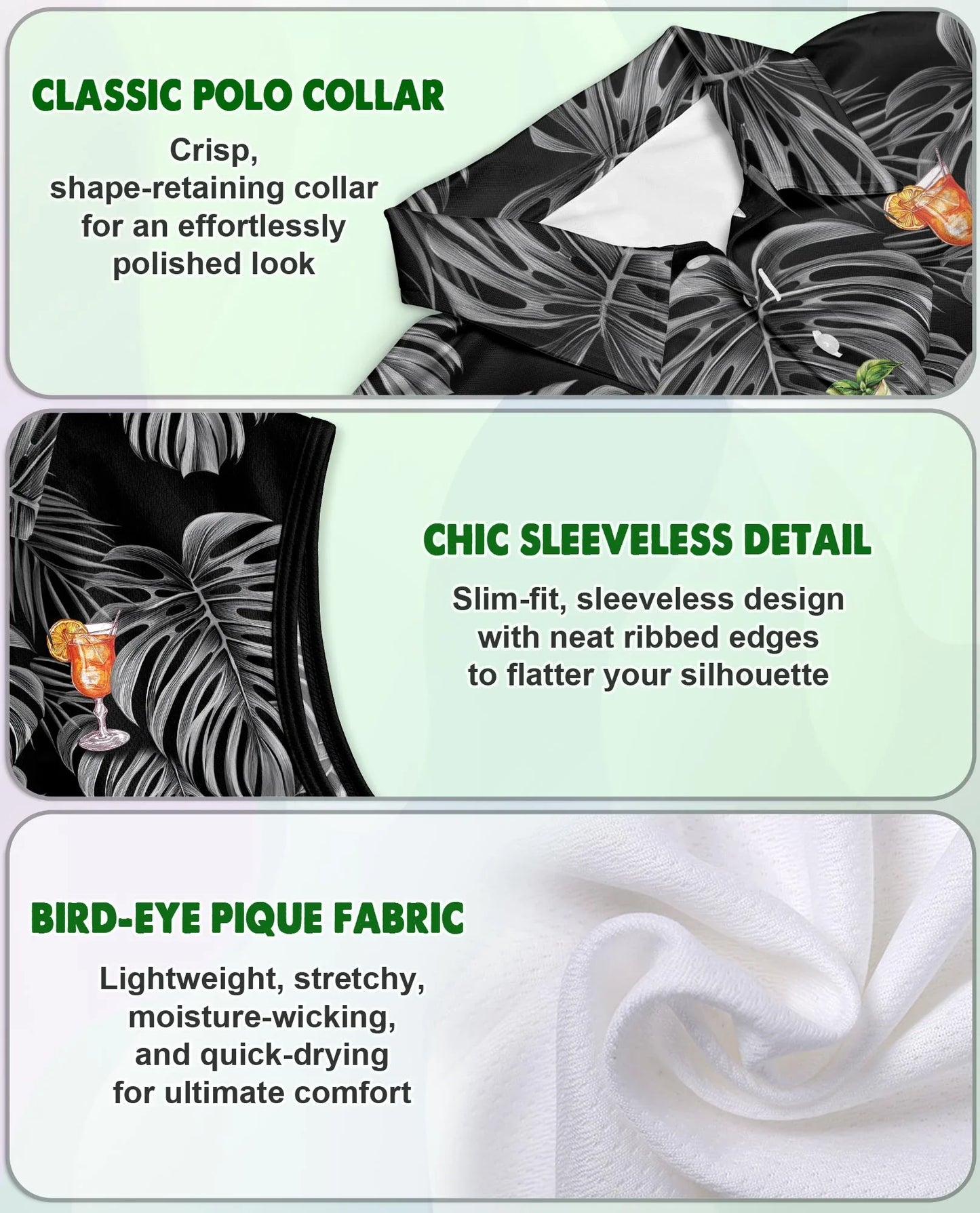 Proud Bartender Cocktails Tropical Sleeveless Polo Shirt for Women | Azhawaiian