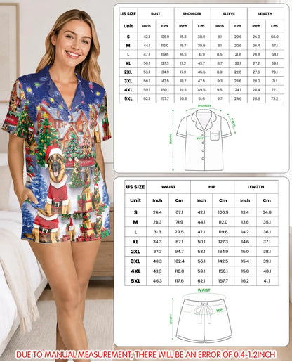 German Shepherd Christmas Pajama Set for Women – Santa Dog Print